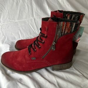 Rieker Red Booties 41 10 Nwt